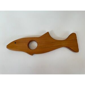Vintage Wooden Fish Wine Bottle Holder Balancing Single
